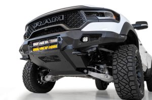 RAM 1500 TRX Bumper - Front - Addictive Desert Designs - Bomber with Dual 20-inch LED Bar Mounts - Hammer Black with Satin Black panels - `21-`27